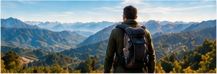 Person hiking in the mountains.